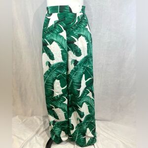 Take me to the islands tropical palm high waisted wide leg pants size XS